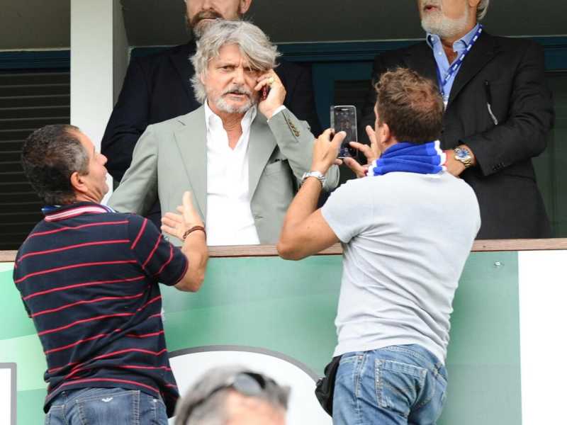 Massimo Ferrero, detto Er Viperetta, presidente della Sampdoria quarta in classifica (foto LaPresse)