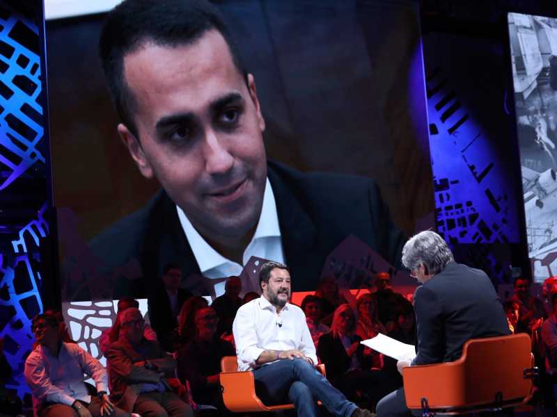 Matteo Salvini ospite della trasmissione "Dritto e rovescio", condotta da Paolo Del Debbio &nbsp;<br />