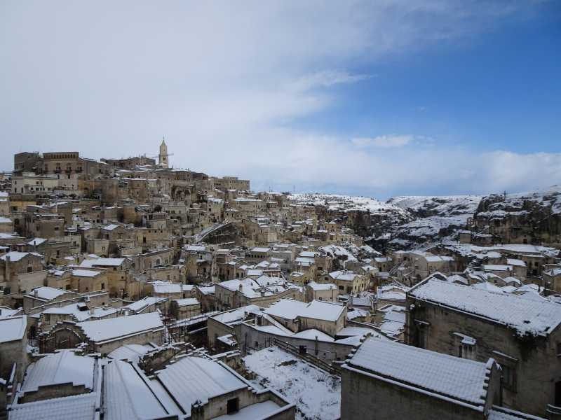 Photo Donato Fasano /LaPresse news January, 3 2019 Matera - Italy The snow in Matera - Italy the pic view of the Matera <br />