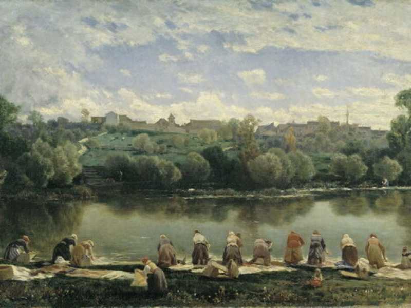 Martín Rico y Ortega, Lavanderas de La Varenne, Francia. 1865, Museo del Prado <br />