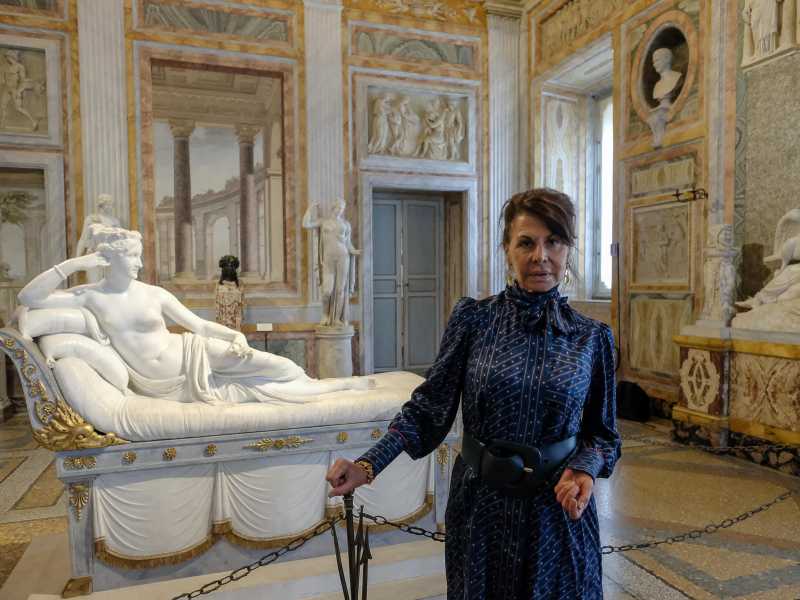 Anna Coliva, direttrice Galleria Borghese, il primo giorno di riapertura dopo il lockdown, Roma, 19 maggio 2020. ANSA/ALESSANDRO DI MEO&nbsp;<br />