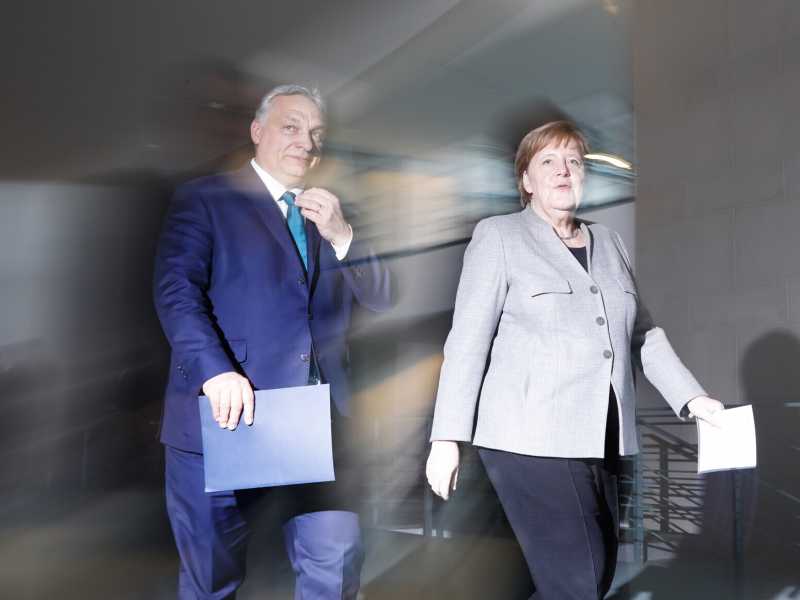 Berlino, Angela Merkel incontro il primo ministro ungherese Victor Orban (LaPresse)&nbsp;<br />