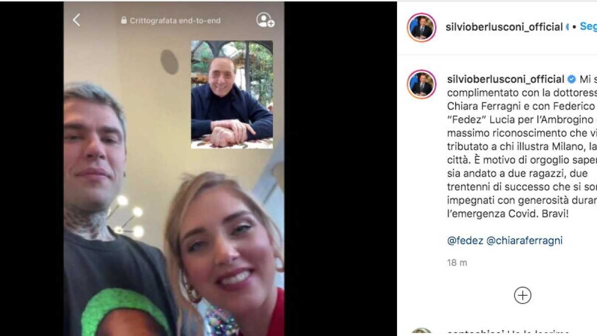 Immagine di Ecco i Silvagnez. Berlusconi si complimenta con Fedez e Ferragni. Gasparri nel panico
