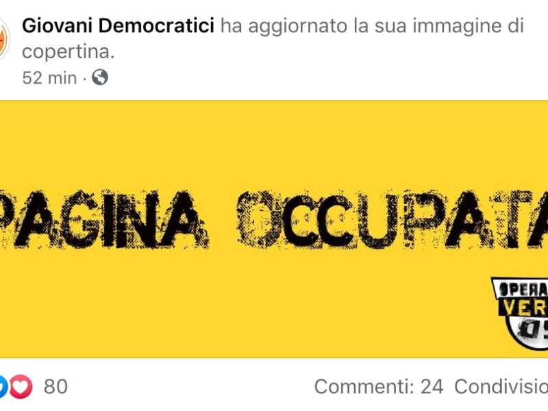 I Giovani Democratici occupano la pagina Facebook dei Giovani Democratici