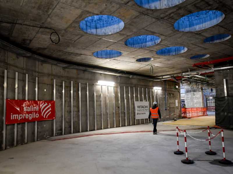 Il cantiere della Stazione Linate della M4 (LaPresse)&nbsp;<br />