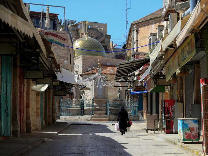 La citt&agrave; vecchia di Gerusalemme durante il lockdown (Photo by Emmanuel DUNAND / AFP)<br />
