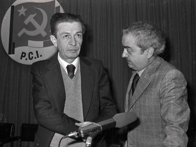 Roma, 23 gennaio 1980 - Direzione PCI. Berlinguer e Macaluso. ANSA\OLDPIX
