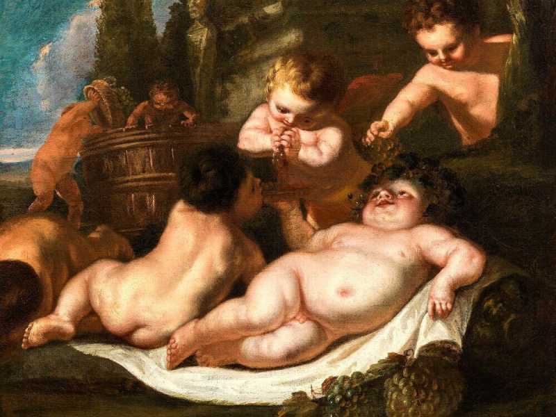 <em>Bacco bambino circondato da putti</em>, bottega di Carlo Cignani (1628-1719)