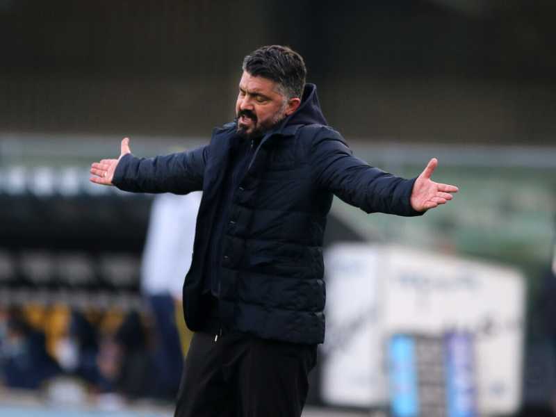 Rino Gattuso durante Verona-Napoli 3-1 (foto LaPresse)&nbsp;<br />