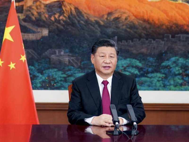 Il presidente cinese Xi Jinping nel videomessaggio&nbsp;al Forum economico di Davos il 25 gennaio 2021 (Xinhua)