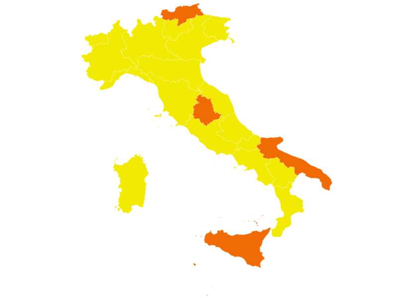 Come cambiano i colori dell'Italia. La situazione aggiornata regione per regione