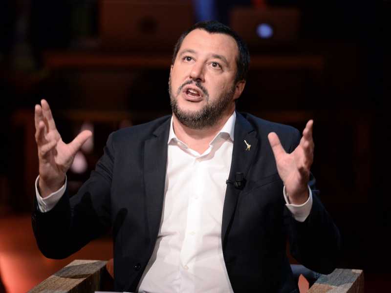 Matteo Salvini ospite della trasmissione "Viva l'Italia" su rete Quattro (Fabio Cimaglia / LaPresse)&nbsp;<br />