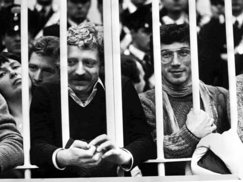 Processo 'Walter Alasia'. Nella foto: Franco Bonisoli e Vittorio Alfieri, 2 dei 19 condannati all'ergastolo. ANSA ARCHIVIO