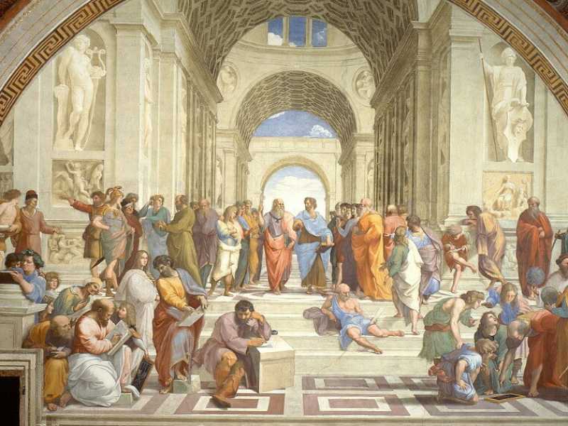 Raffaello Sanzio, la <em>Scuola di Atene</em> (1509-1511; da Wikipedia)