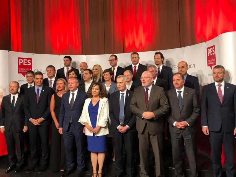 Un meeting a Bruxelles dei leader socialisti e democratici europei, nel giugno 2019 (foto Ansa) <br />