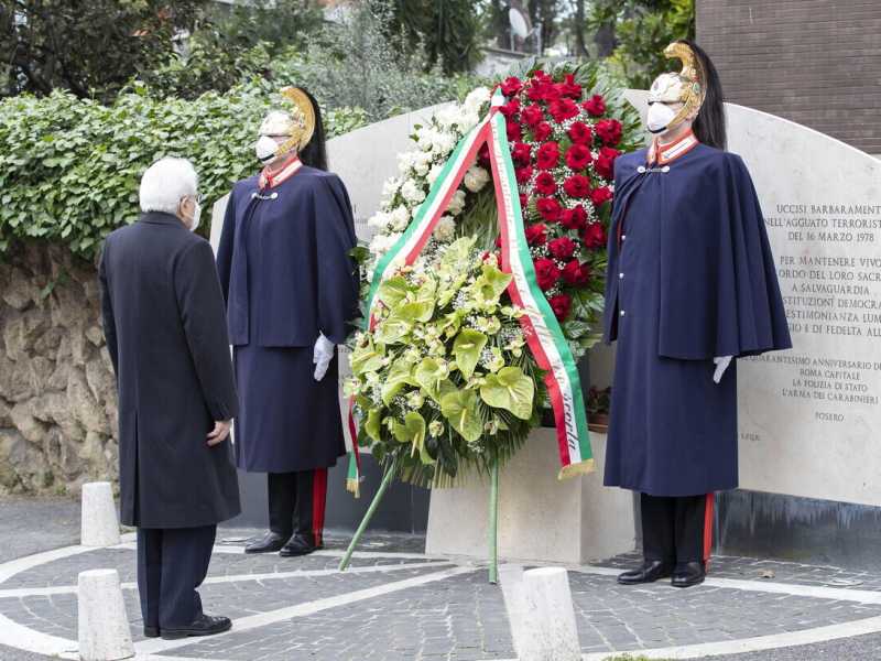 Il presidente della Repubblica Sergio Mattarella durante la commemorazione della strage di via Fani (Ansa)