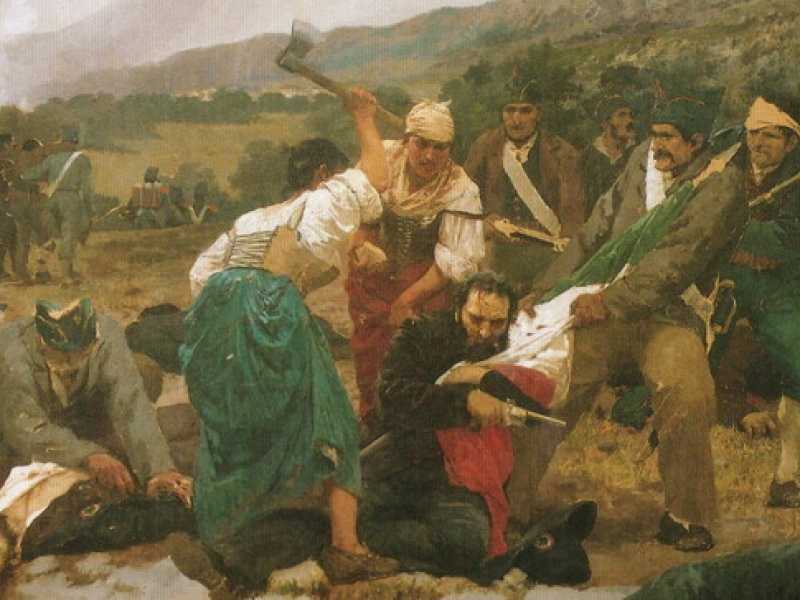 Giuseppe Sciuti, &ldquo;Un episodio della spedizione di Carlo Pisacane a Sapri&rdquo; (particolare), 1890 (Catania, municipio)