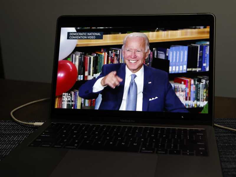 Joe Biden, durante la Convention nazionale dei Democratici dello scorso agosto, che si è tenuta in modalità virtuale a causa del Coronavirus (Ansa)