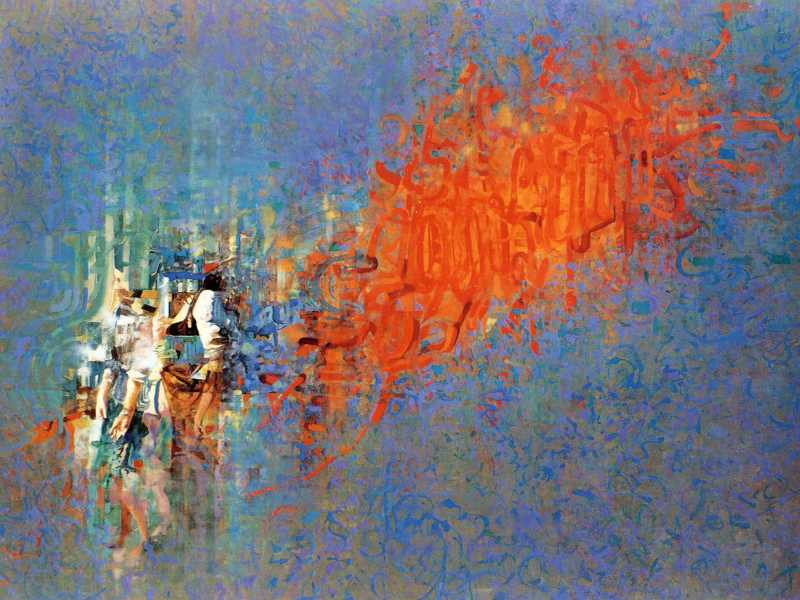 "Neon rosso", un'opera di Renzo Vespignani, marito di Netta (Ansa)<br />&nbsp;<br />