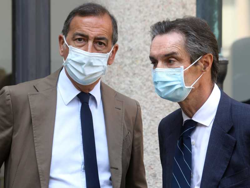 Il sindaco di Milano Beppe Sala e il presidente della regione Lombardia Attilio Fontana (Ansa)