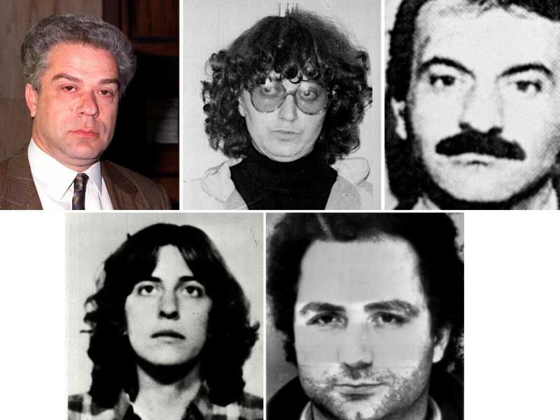 Da sinistra in alto: Giorgio Pietrostefani, Marina Petrella, Enzo Calvitti. Da sinistra in basso: Roberta Cappelli e Sergio Tornaghi (Ansa)&nbsp;<br />