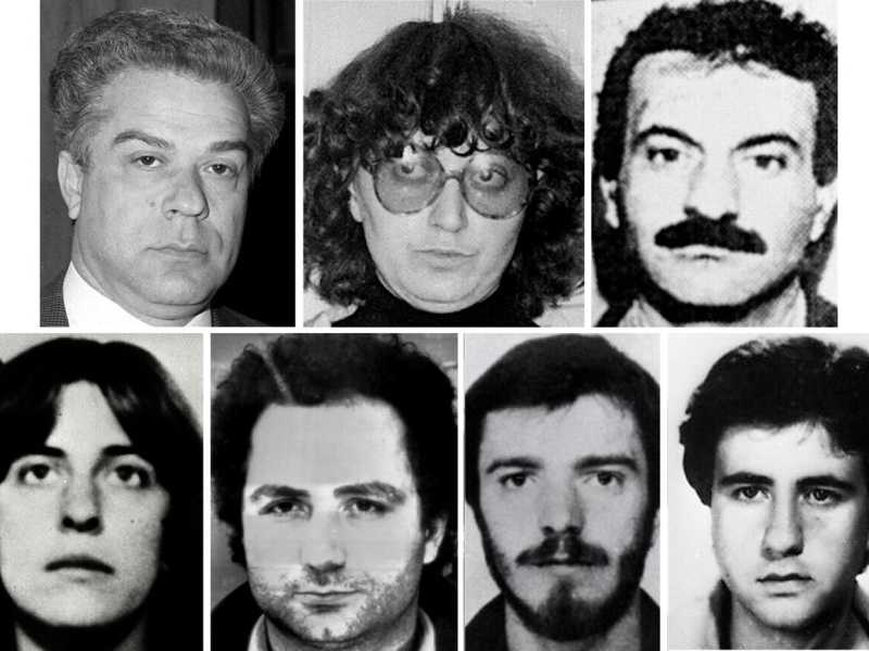 Giorgio Pietrostefani, Marina Petrella, Enzo Calvitti; Roberta Cappelli, Sergio Tornaghi, Narciso Manenti, Giovanni Alimonti. I volti degli arrestati in Francia (Ansa)