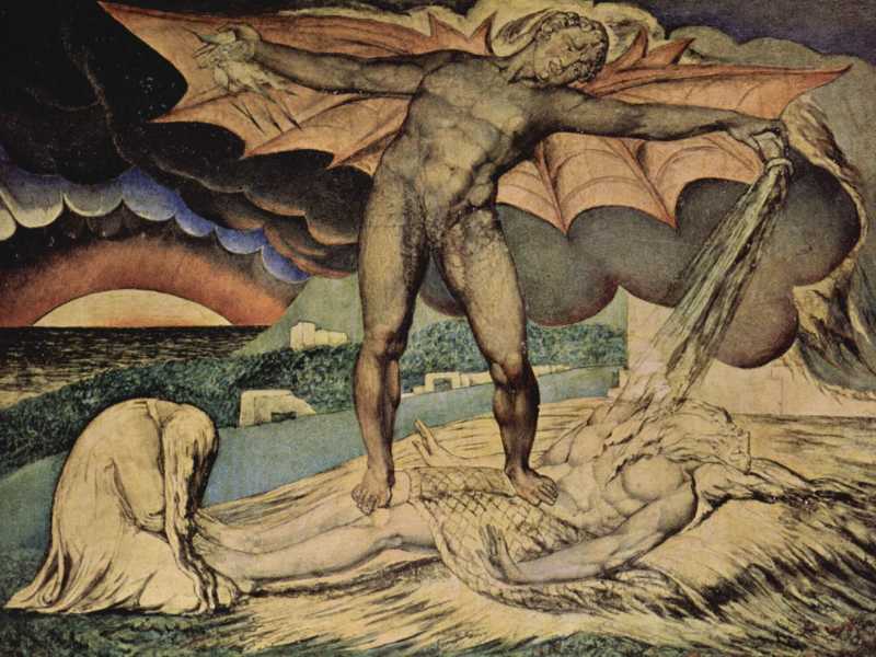 "Satana punisce Giobbe con piaghe infuocate", un quadro del 1826 di William Blake (Wikimedia commons)&nbsp;<br />