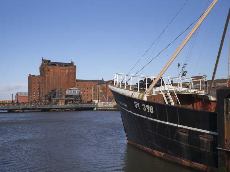 Un vecchio peschereccio da traino a largo del National Fishing Heritage Centre di Grimsby (foto di Christopher Furlong / Getty Images)&nbsp;<br />