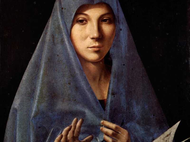 Antonello da Messina, "Annunciata" (1475-76), tempera e olio su tavola. Galleria regionale di Palazzo Abatellis, Palermo (Wikimedia commons)