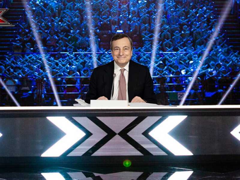 Mario Draghi come un giudice di X-factor (elaborazione grafica Il Foglio)