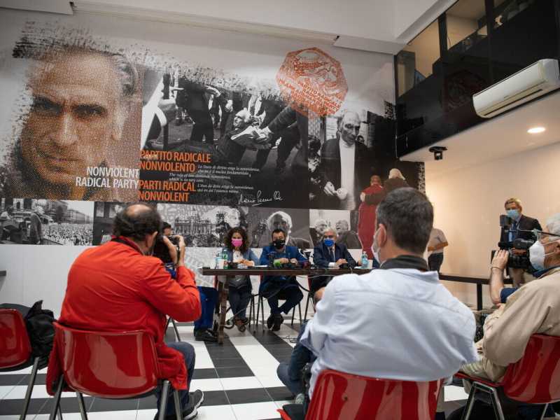 Presentazione dei sei quesiti referendari sulla giustizia a Roma, 1 giugno 2021 (foto Ansa) <br />