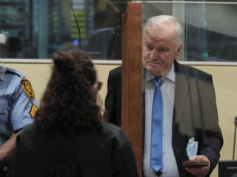 Ratko Mladicć al tribunale dell'Aia (Ansa) <br />