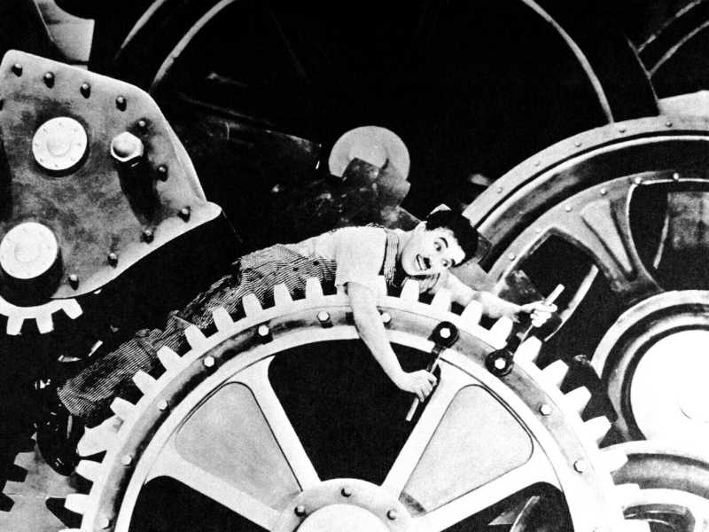 Charlie Chaplin in "Tempi moderni", 1936 (LaPresse)&nbsp;