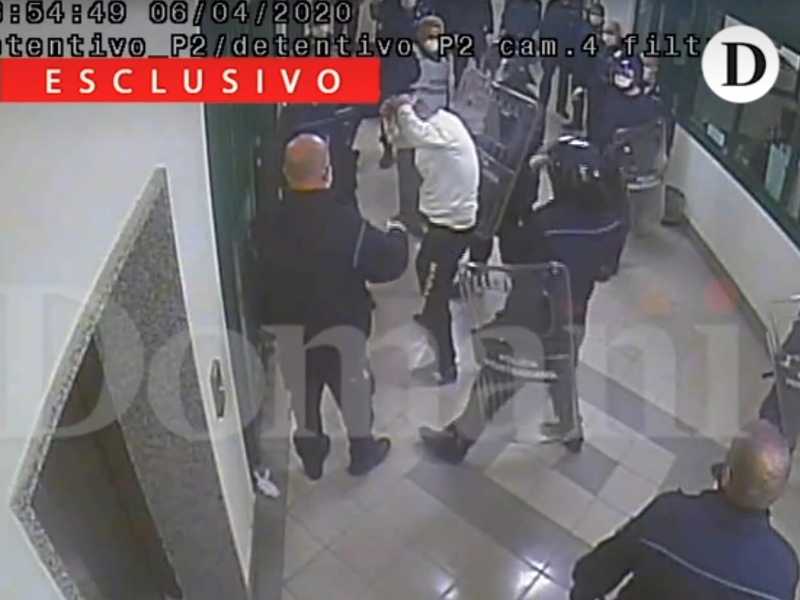 Uno screen dai video delle torture sui detenuti di Santa Maria Capua Vetere (Ansa)&nbsp;