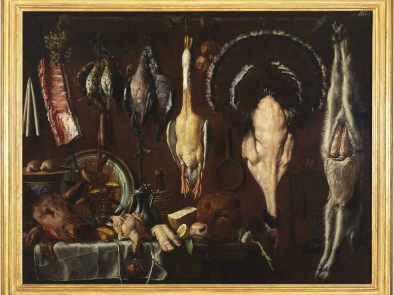 Dispensa con botte, selvaggina, carni e vasellami, Jacopo Chimenti detto l’Empoli (Firenze 1551 -1640) <br />