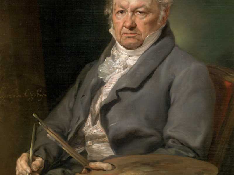 Vicente López y Portaña, Ritratto di Francisco de Goya (1826); olio su tela, 95,5×80,5 cm, museo del Prado, Madrid (Wikimedia commons) <br />