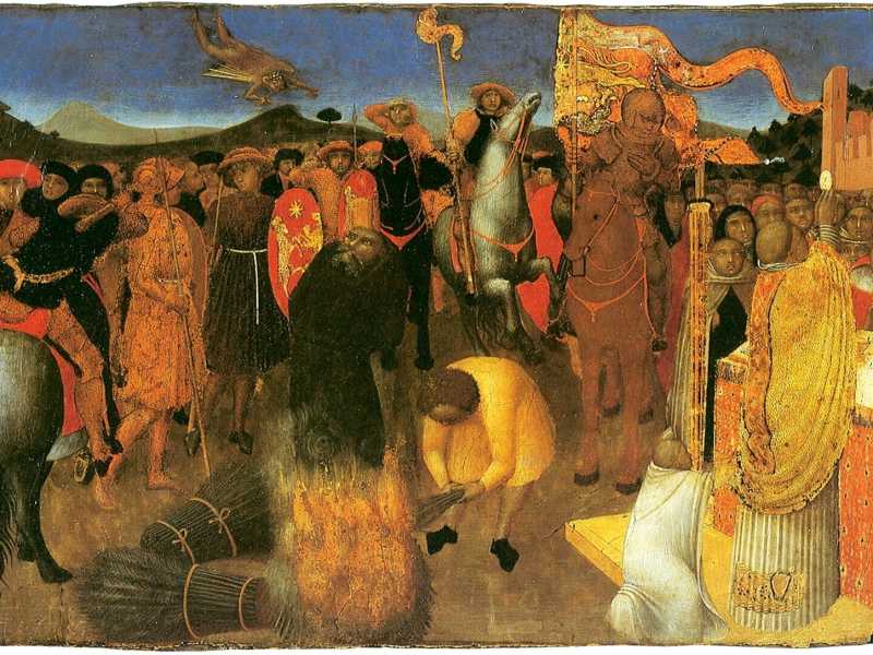 Sassetta, "Rogo di un eretico", 1423-1425 (Wikipedia)&nbsp;
