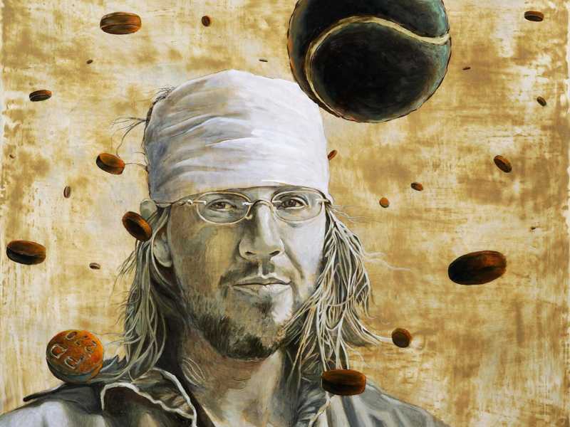 Ritratto di David Foster Wallace. Mostra di Tommaso Pincio (Auditorium della musica a Roma, 2012). Foto Ansa