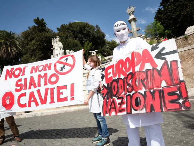 manifestazione no vax a Roma (LaPresse)