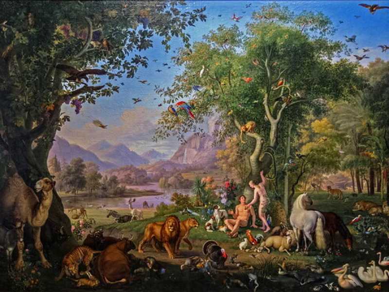 Il giardino dell'Eden in un dipinto di Johann Wenzel Peter conservato alla Pinacoteca vaticana (1800-1829)<br />