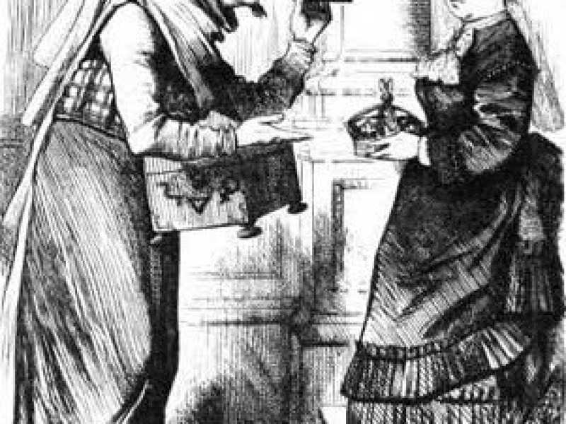 Il due volte primo ministro Benjamin Disraeli, padre della "Tory  democracy", mentre offre la corona imperiale alla regina Vittoria in una  vignetta dell'epoca (da Wikipedia)