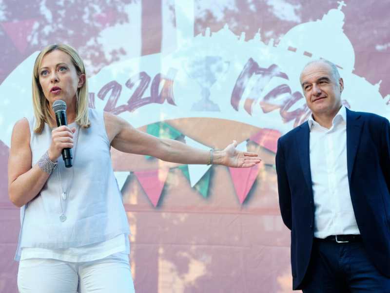 Giorgia Meloni ed Enrico Michetti (LaPresse)