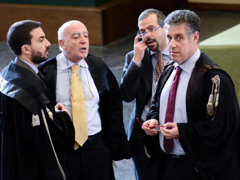 Il pm Tartaglia, il procuratore aggiunto Teresi, il sostituto procuratore Del Bene, il pm Di Matteo al processo sulla Trattativa, Palermo 2016 (LaPresse)&nbsp;<br />