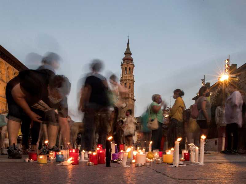 Manifestazione a supporto delle donne afghane in Spagna (Ansa) 