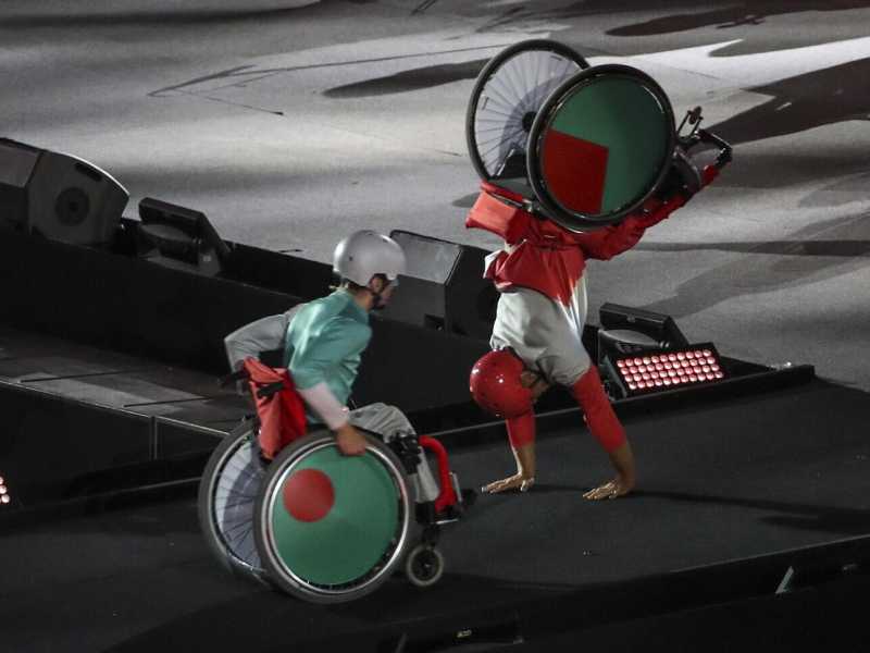 Un momento della cerimonia di chiusura dei Giochi Paralimpici di Rio 2016 (foto LaPresse)&nbsp;<br />