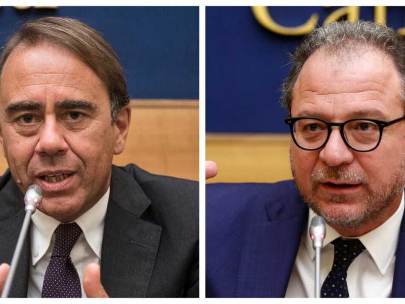 Andrea Cangini, senatore di Forza Italia, e Giorgio Mulè, sottosegretario alla Difesa e deputato di FI (LaPresse)<br /> <br />