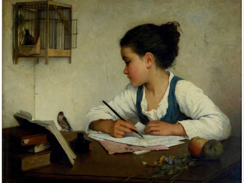 Henriette Browne, "Bambina che scrive", 1870 (Wikimedia Commons)&nbsp;<br />