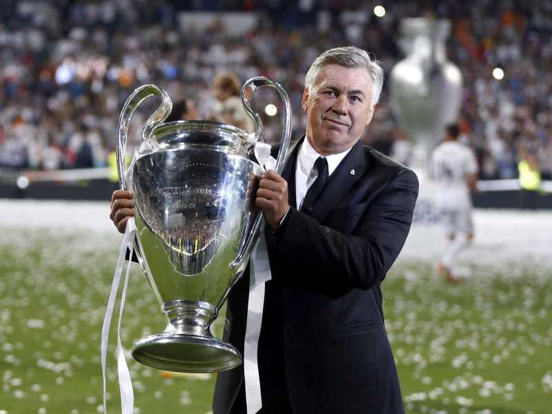Ancelotti &egrave; l&rsquo;ultimo allenatore italiano ad aver vinto la Champions. Era il 24 maggio 2014: fu il quinto a conquistare il trofeo con 2 squadre (foto Ansa)&nbsp;<br />
