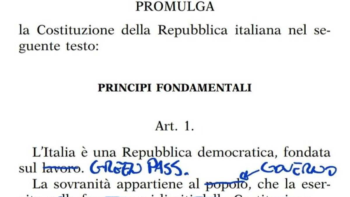 Immagine di Borghi e la disfatta della Lega sul green pass: scarabocchia la Costituzione