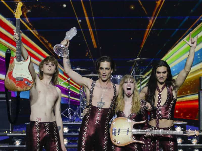I Maneskin celebrano la vittoria all'Eurovision (LaPresse)